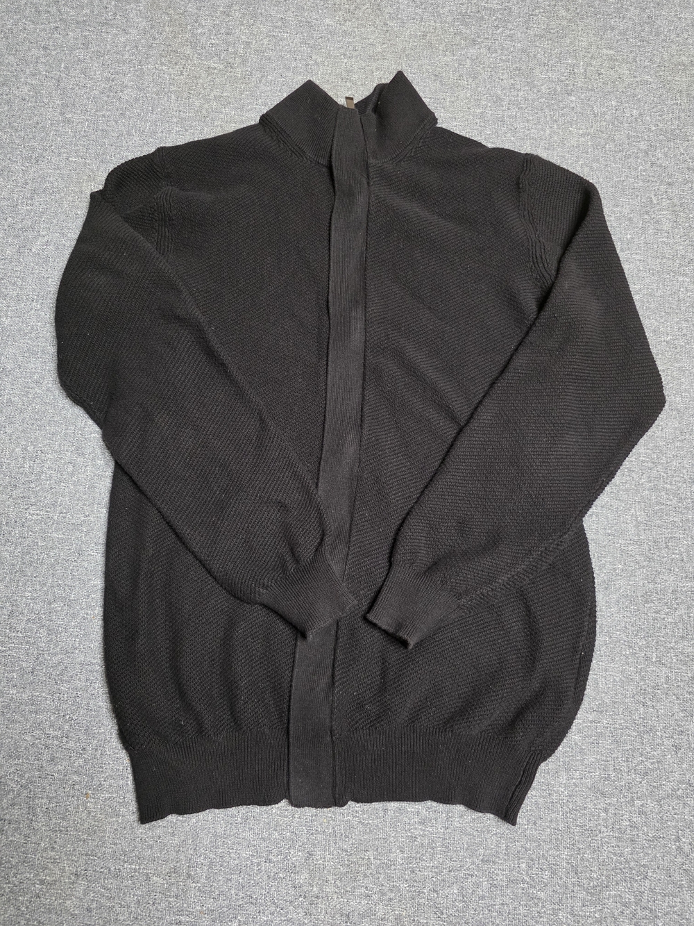 ​AKA Black Knit Full-Zip Cardigan Sweater 100% Cotton - Size 14
